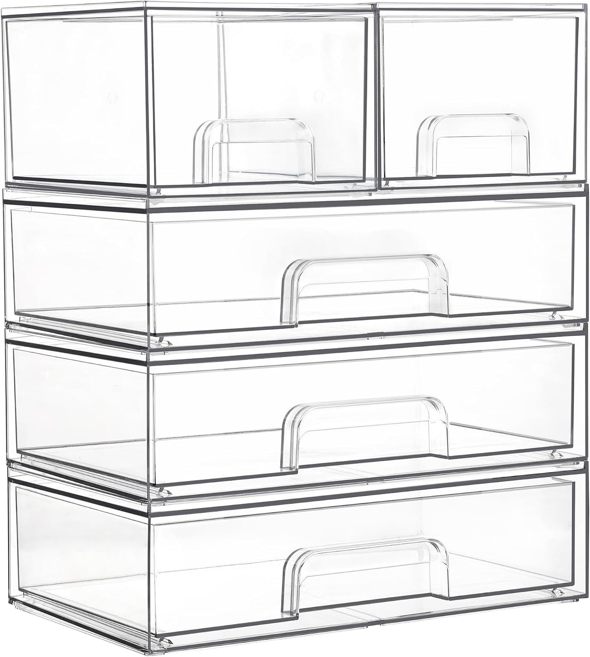 Vtopmart Clear Stackable Storage Drawers Set of 5, Plastic Organizer Bins