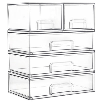 Vtopmart Clear Stackable Storage Drawers Set of 5, Plastic Organizer Bins