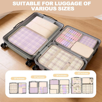 8 Set Packing Cubes for Travel, Suitcase Organizer Bags for Luggage (Cream)