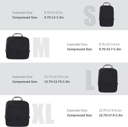 PANDA JOYS 4 Set Compression Packing Cubes Travel - Travel Accessories Expandable Packing Organizers for Carry On - Essentials Luggage Bags - Black