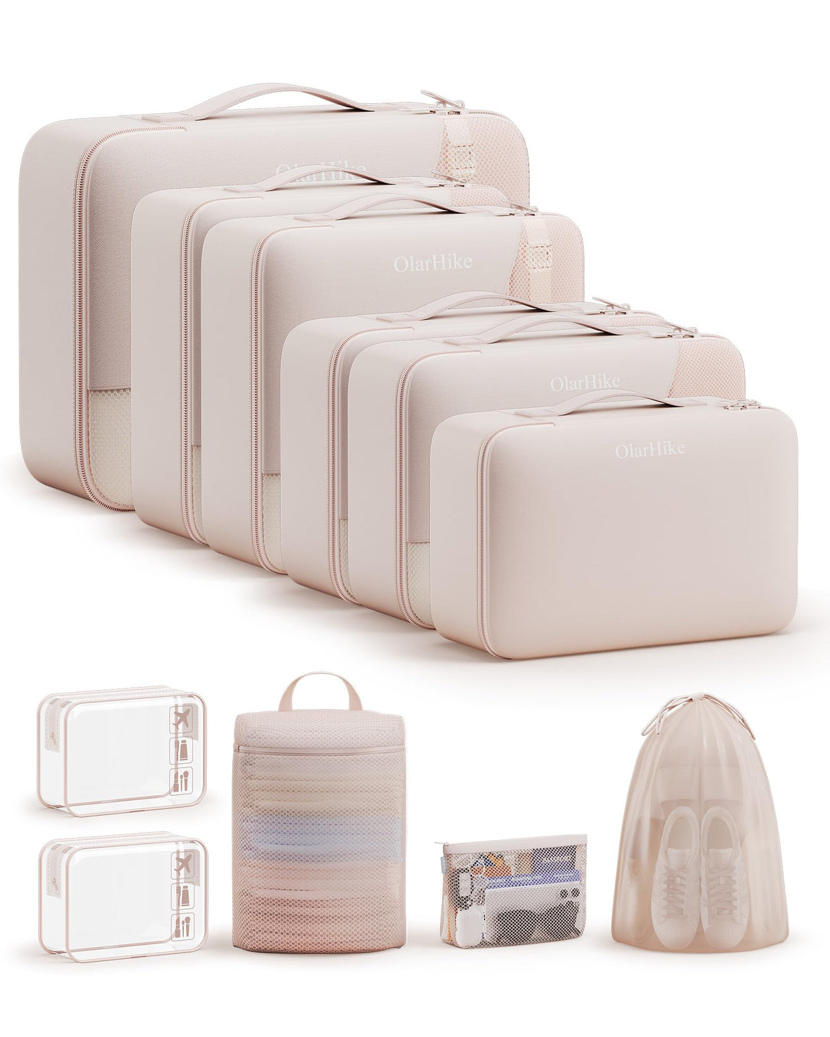 10 Set Packing Cubes for Travel, Gifts for Women Mom,Anti-Tearing Suitcase Organizer for Luggage with Shoe & Hanging Toiletry Bag,OlarHike Vacation Essentials & Accessories for Cruise Ship
