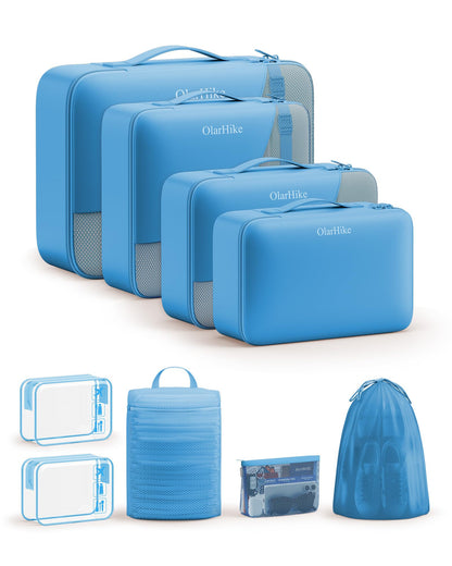 10 Set Packing Cubes for Travel, Gifts for Women Mom,Anti-Tearing Suitcase Organizer for Luggage with Shoe & Hanging Toiletry Bag,OlarHike Vacation Essentials & Accessories for Cruise Ship