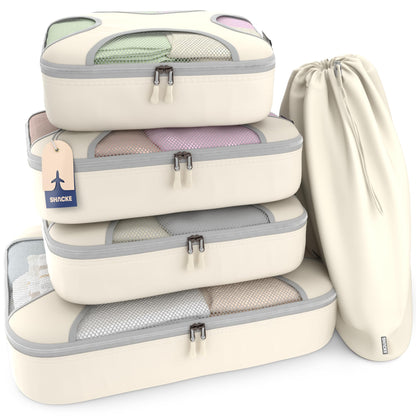 Shacke 5 Set Packing Cubes for Travel with Laundry Bag (Pure Black)