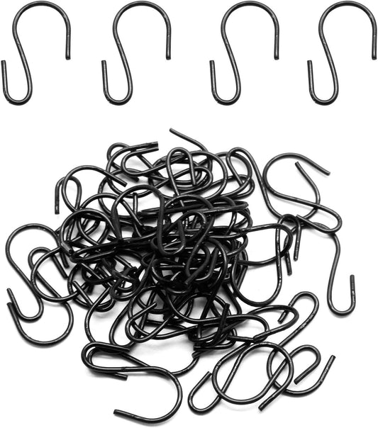 Bonsicoky S Shaped Hooks, 1 Inch, Black, 50PCS