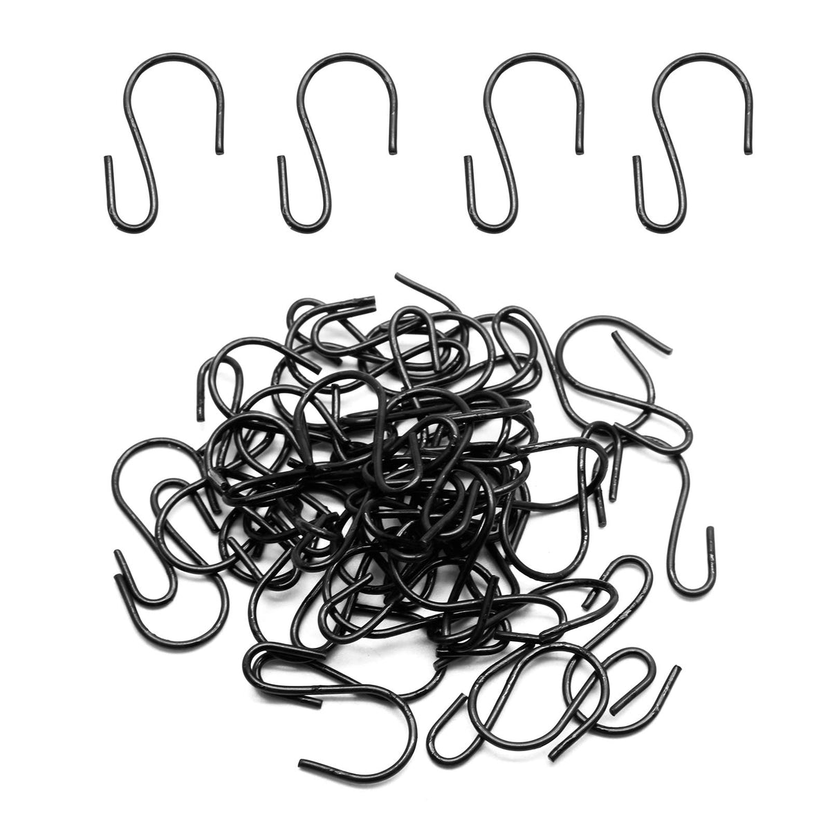 Bonsicoky S Shaped Hooks, 1 Inch, Black, 50PCS