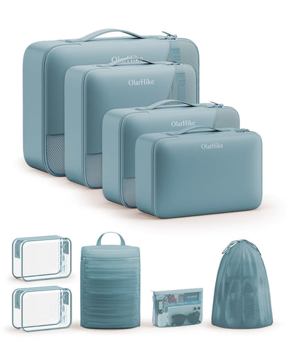 10 Set Packing Cubes for Travel, Gifts for Women Mom,Anti-Tearing Suitcase Organizer for Luggage with Shoe & Hanging Toiletry Bag,OlarHike Vacation Essentials & Accessories for Cruise Ship