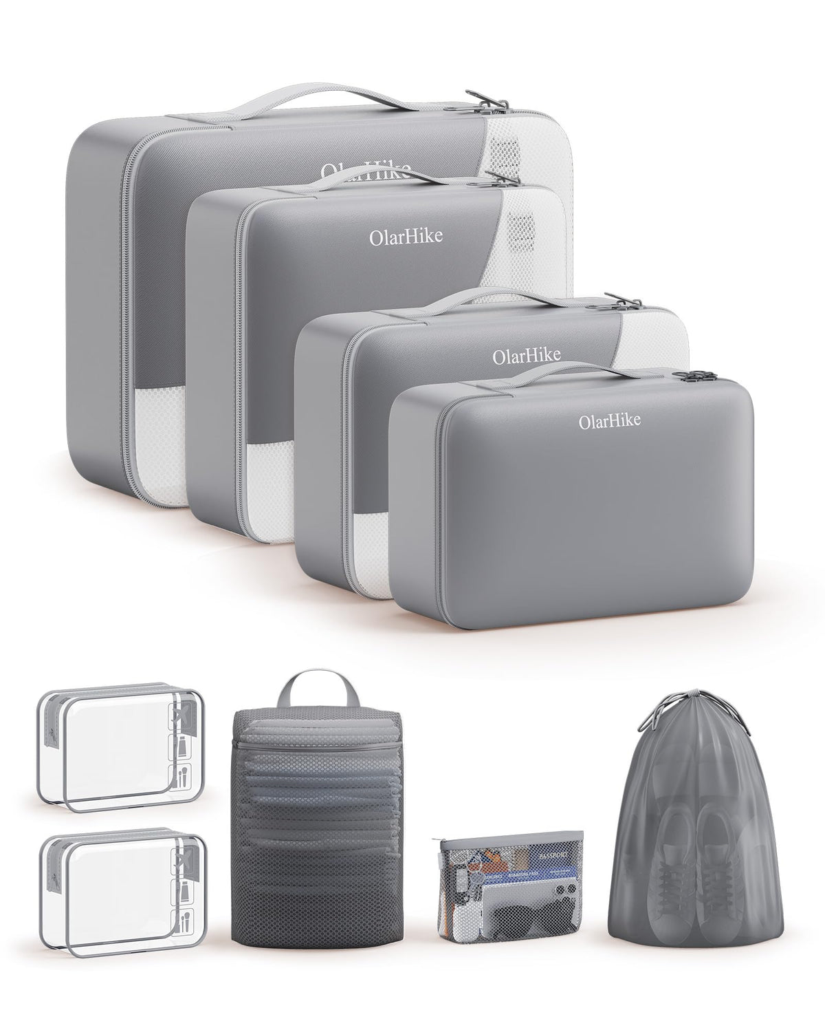 10 Set Packing Cubes for Travel, Gifts for Women Mom,Anti-Tearing Suitcase Organizer for Luggage with Shoe & Hanging Toiletry Bag,OlarHike Vacation Essentials & Accessories for Cruise Ship