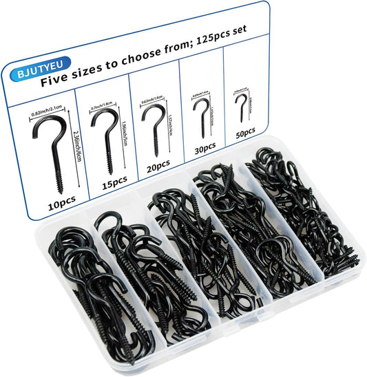 125 Pcs Small Screw Hooks, 5 Sizes Ceiling Hook for Hanging Plants
