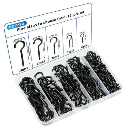 125 Pcs Small Screw Hooks, 5 Sizes Ceiling Hook for Hanging Plants