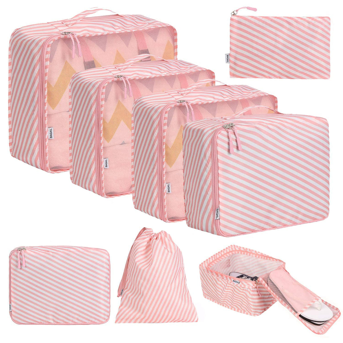 BAGAIL 8 Set Packing Cubes Luggage Packing Organizers for Travel Accessories-Cream