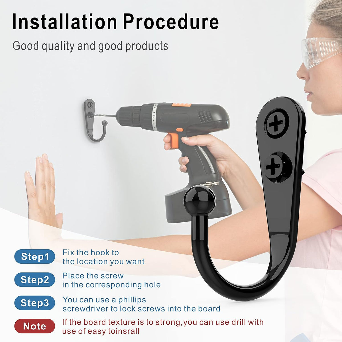 15-Pack Black Wall Mount Hooks for Hanging Coats & Towels