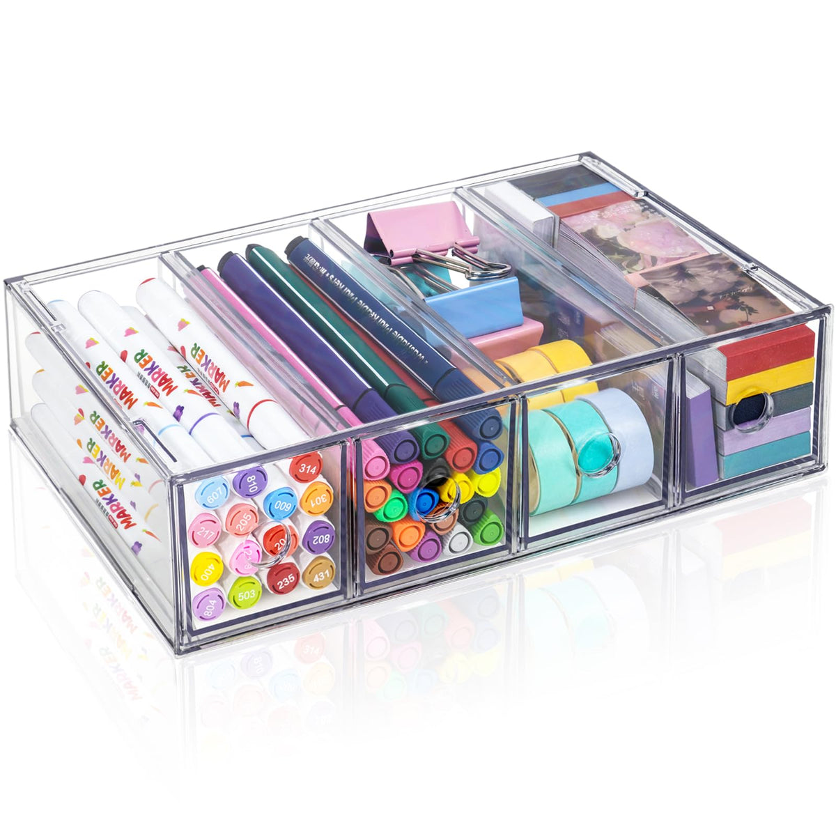 12-Drawer Desk Organizer, 3-Pack Stackable Desktop Storage Box