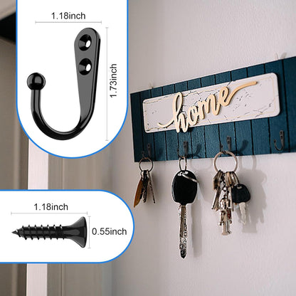 15 Pcs Black Coat Hooks, Wall Hooks for Closet Hanging, 30 Screws