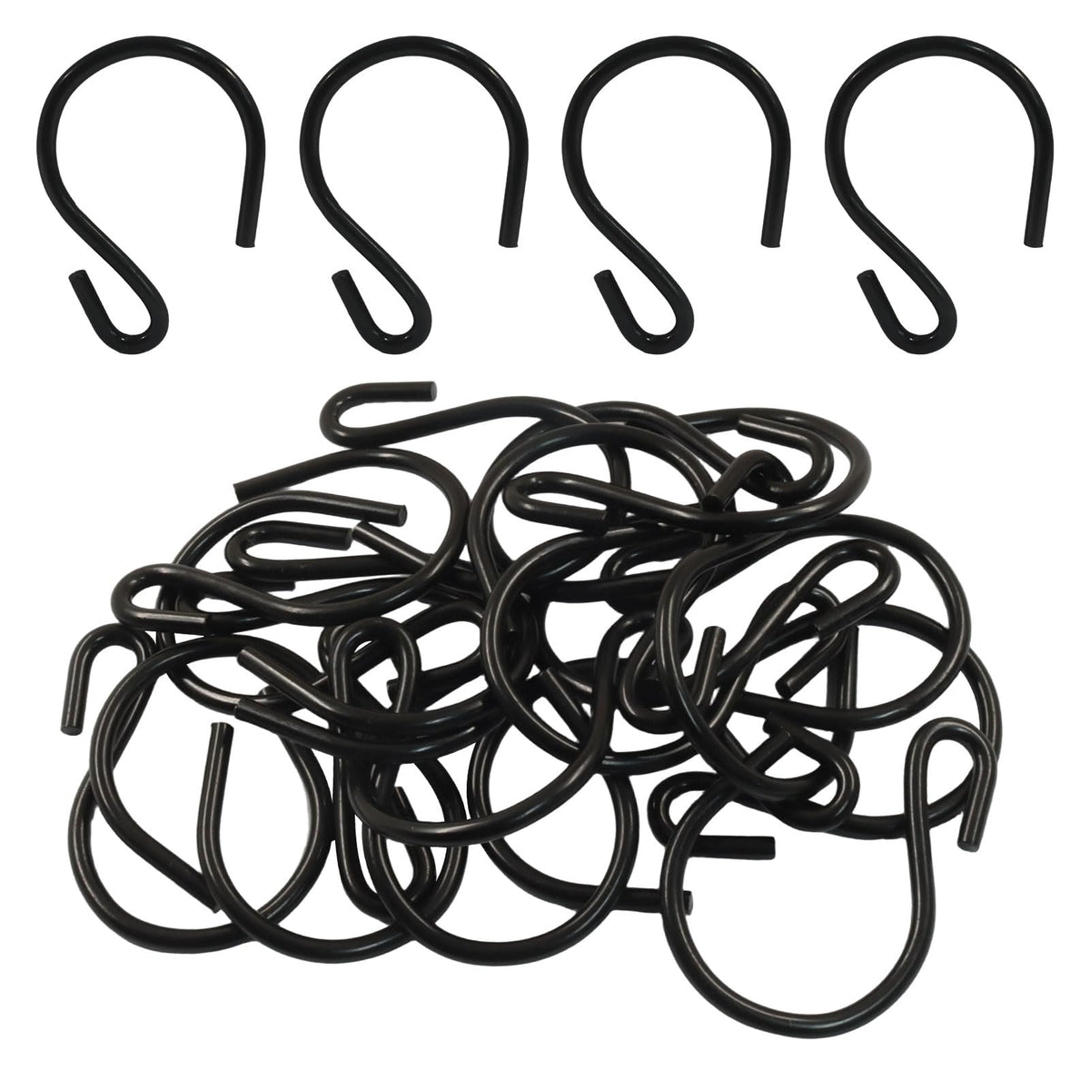 Bonsicoky S Shaped Hooks, 1 Inch, Black, 50PCS