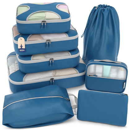 Shacke 5 Set Packing Cubes for Travel with Laundry Bag (Pure Black)