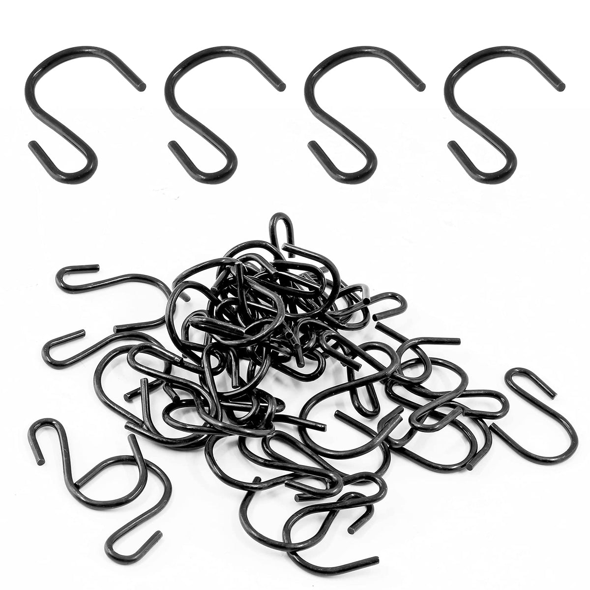 Bonsicoky S Shaped Hooks, 1 Inch, Black, 50PCS