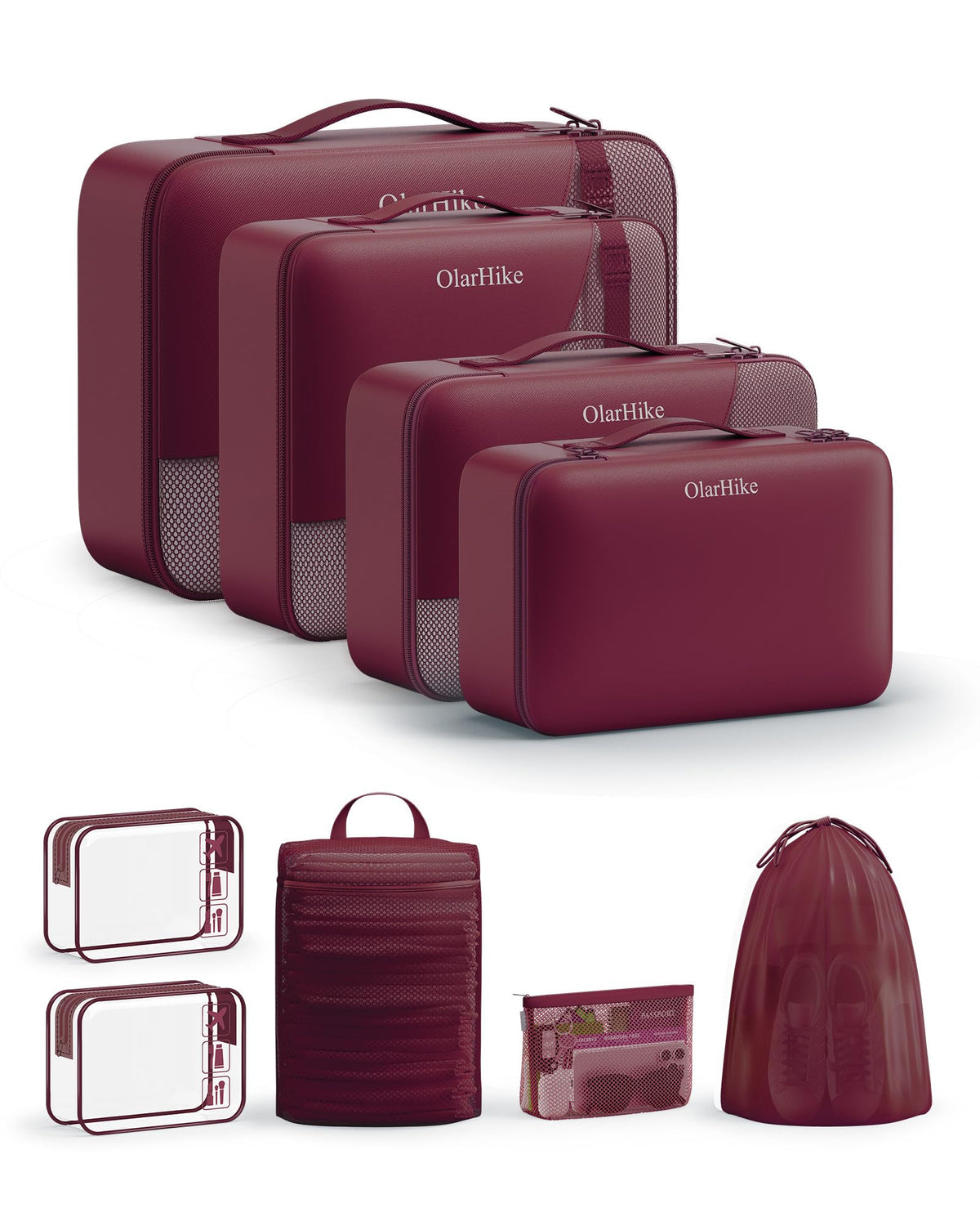 10 Set Packing Cubes for Travel, Gifts for Women Mom,Anti-Tearing Suitcase Organizer for Luggage with Shoe & Hanging Toiletry Bag,OlarHike Vacation Essentials & Accessories for Cruise Ship