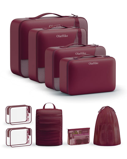 10 Set Packing Cubes for Travel, Gifts for Women Mom,Anti-Tearing Suitcase Organizer for Luggage with Shoe & Hanging Toiletry Bag,OlarHike Vacation Essentials & Accessories for Cruise Ship