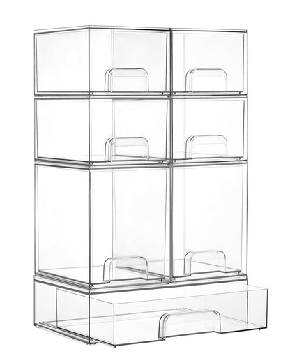 Vtopmart Clear Stackable Storage Drawers Set of 5, Plastic Organizer Bins