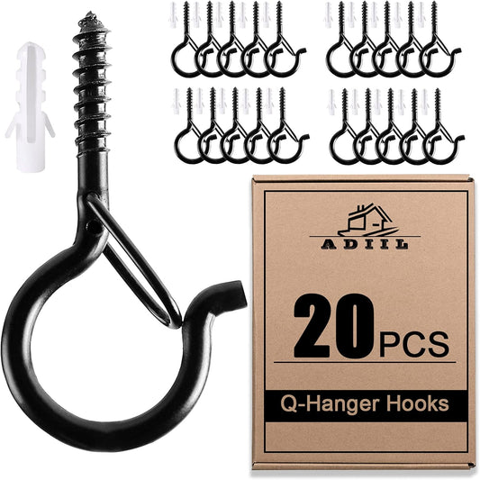ADIIL Q Hanger Ceiling Screw Hooks for Hanging Outdoor String Light, Plants