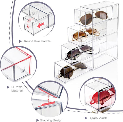 12-Drawer Desk Organizer, 3-Pack Stackable Desktop Storage Box