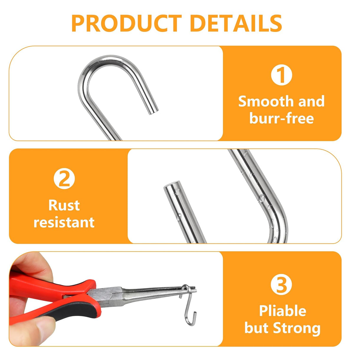 100 Pack 1/2 Inch Mini S Hooks Silver Stainless Steel — Tiny S Shaped Hooks for Jewelry Display, Christmas Ornaments, Crafts & DIY, Plastic Storage Box