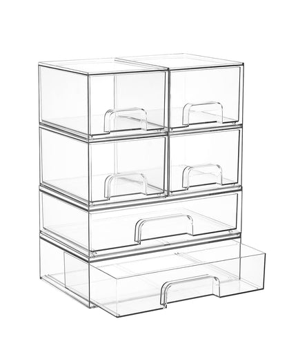 Vtopmart Clear Stackable Storage Drawers Set of 5, Plastic Organizer Bins