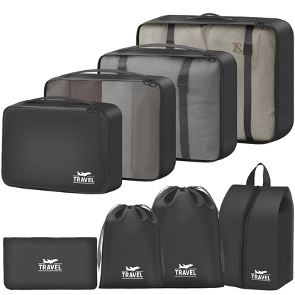 Packing Cubes for Travel - 8 Set Luggage Organizer Bags for Family, Mesh Breathable Packing Cubes for Suitcases Durable Travel Essentials Bags Set