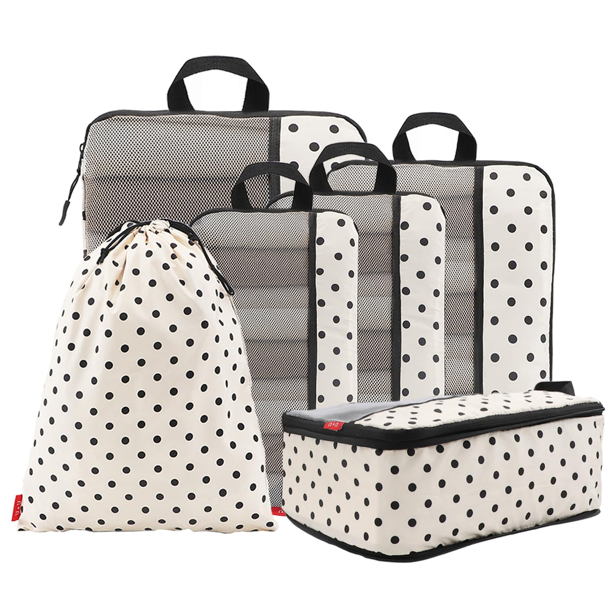 U+U 10 Set Compression Packing Cubes, Travel Organizers (Polka Dot)