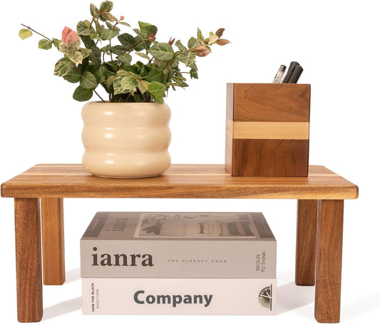 Kitchen Cabinet Counter Shelf Acacia Wood Desktop Organizer Shelf