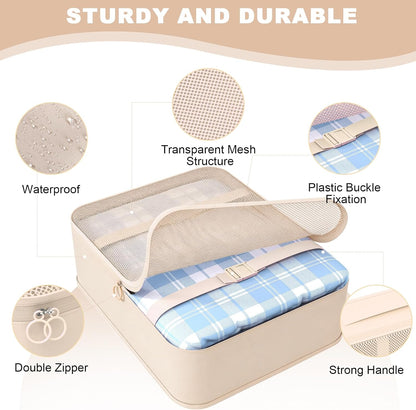 8 Set Packing Cubes for Travel, Suitcase Organizer Bags for Luggage (Cream)