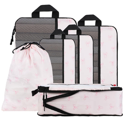 U+U 10 Set Compression Packing Cubes, Travel Organizers (Polka Dot)