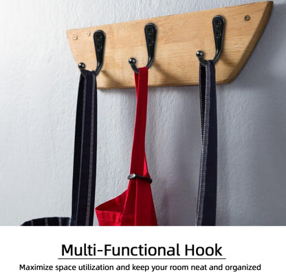 Small Metal Hooks for Wall Hanging, Rustproof Black Coat Hooks with Screws