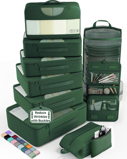 Veken 8 Set Packing Cubes for Travel Essentials, Suitcase Organizer Bags in 4 Sizes, Carry-On Luggage Accessories with Laundry Bag, Airplane Must Have, Gifts for Women Men