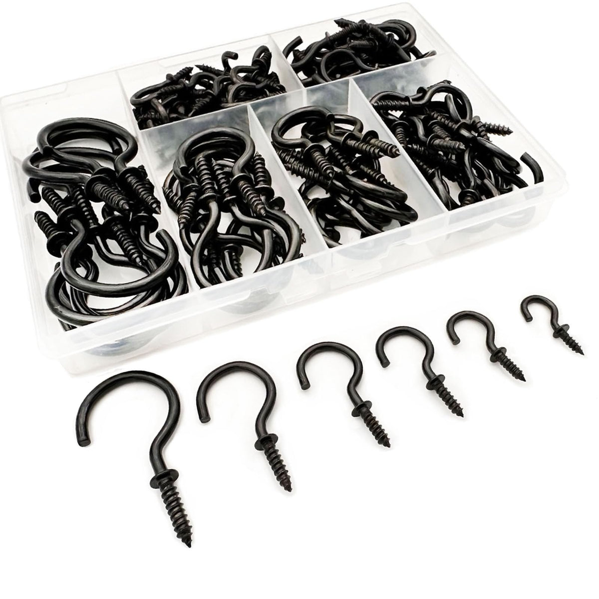 125 PCS 6 Sizes Screw in Hooks,Gold Screw Cup Hooks for Hanging Plants,Decorations,kitchenware and DIY Crafts,(1/2",5/8",3/4",7/8”,1”,1-1/4“)