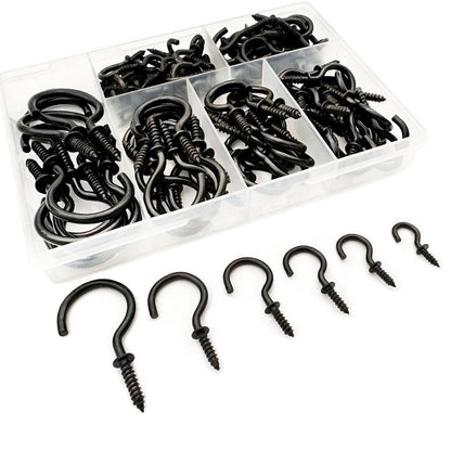 125 PCS 6 Sizes Screw in Hooks,Gold Screw Cup Hooks for Hanging Plants,Decorations,kitchenware and DIY Crafts,(1/2",5/8",3/4",7/8”,1”,1-1/4“)