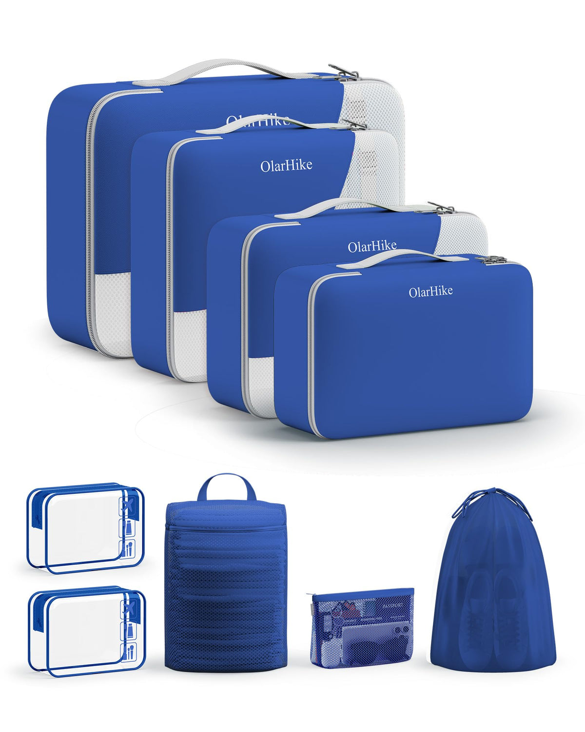 10 Set Packing Cubes for Travel, Gifts for Women Mom,Anti-Tearing Suitcase Organizer for Luggage with Shoe & Hanging Toiletry Bag,OlarHike Vacation Essentials & Accessories for Cruise Ship