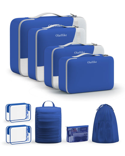 10 Set Packing Cubes for Travel, Gifts for Women Mom,Anti-Tearing Suitcase Organizer for Luggage with Shoe & Hanging Toiletry Bag,OlarHike Vacation Essentials & Accessories for Cruise Ship