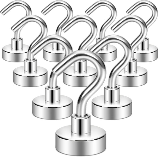 Neosmuk Magnetic Hooks, 30lb Heavy Duty, Silver, 10 Pack