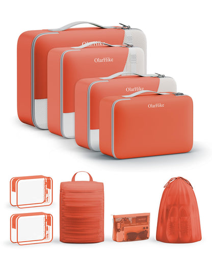 10 Set Packing Cubes for Travel, Gifts for Women Mom,Anti-Tearing Suitcase Organizer for Luggage with Shoe & Hanging Toiletry Bag,OlarHike Vacation Essentials & Accessories for Cruise Ship