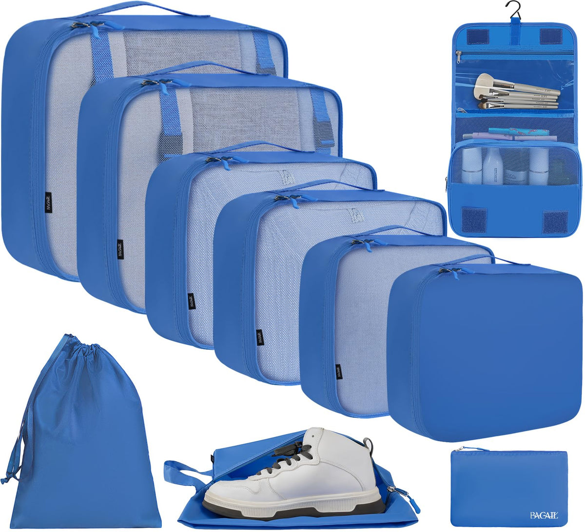 BAGAIL 6 Set/8 Set/10 Set Packing Cubes Various Sizes Packing Organizer for Travel Accessories Luggage Carry On Suitcase