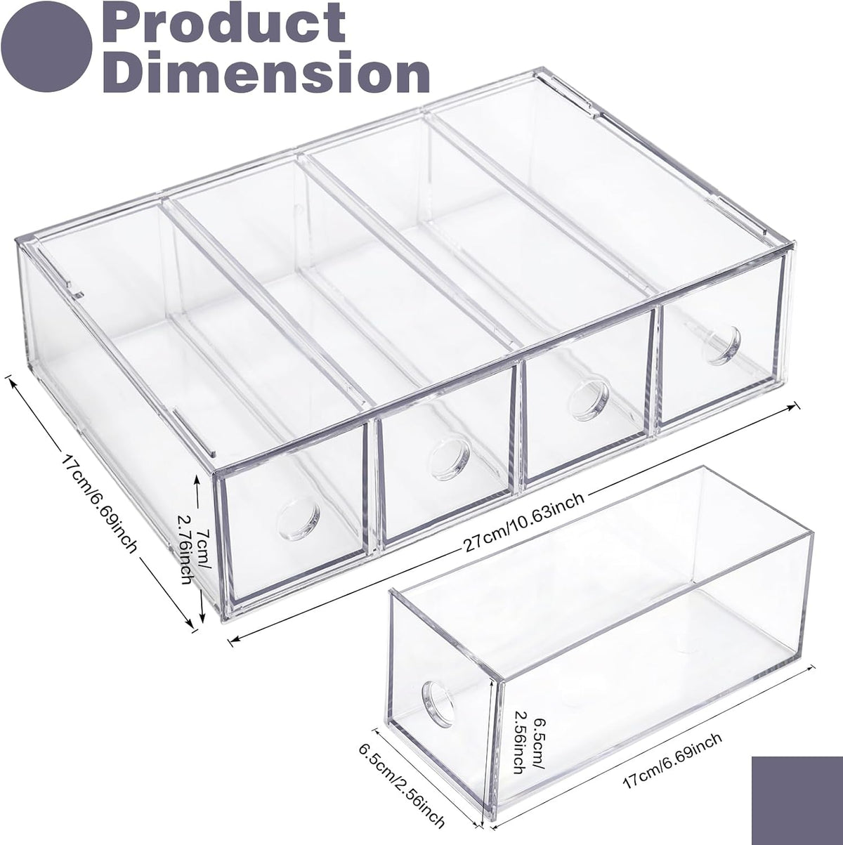 12-Drawer Desk Organizer, 3-Pack Stackable Desktop Storage Box