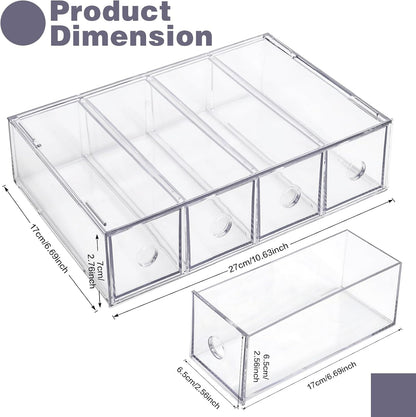 12-Drawer Desk Organizer, 3-Pack Stackable Desktop Storage Box