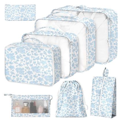 8 Set Packing Cubes for Suitcases,Packing Cube with Shoe, Cosmetics, Clothing, and Accessories Bags Packing Cubes for Travel Luggage Organizer Women Men(Khaki Checkered)