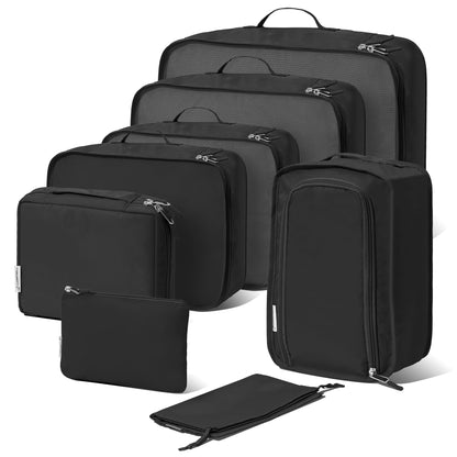 (Not Made In China) 8 Piece Packing Cube Set, Luggage Organizer Bags for Suitcases, Travel Bags, Space Saving Clothes Organizers for Carry On and Checked Luggage