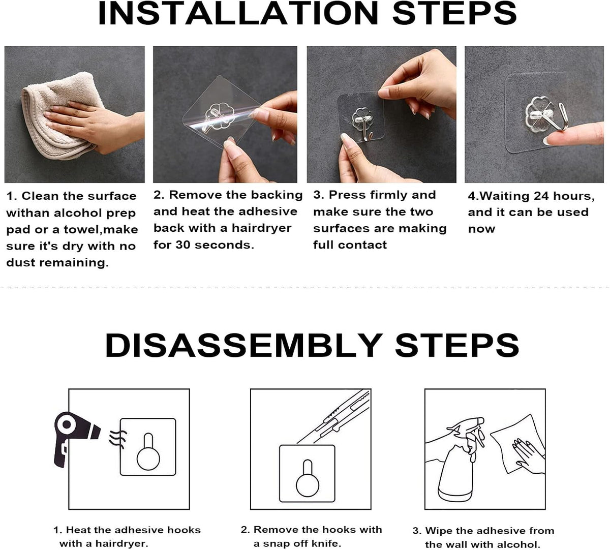 ZESLMG Adhesive Wall Hooks for Hanging, 16 Pack Self Sticky Hook No Damage