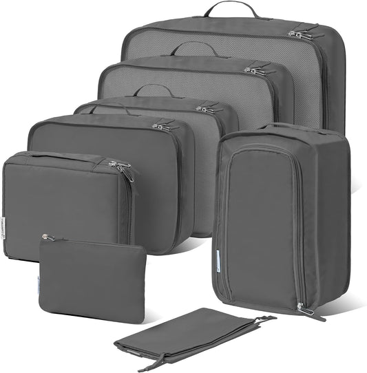 (Not Made In China) 8 Piece Packing Cube Set, Luggage Organizer Bags for Suitcases, Travel Bags, Space Saving Clothes Organizers for Carry On and Checked Luggage