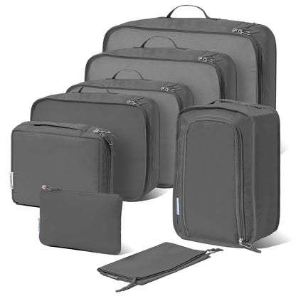(Not Made In China) 8 Piece Packing Cube Set, Luggage Organizer Bags for Suitcases, Travel Bags, Space Saving Clothes Organizers for Carry On and Checked Luggage