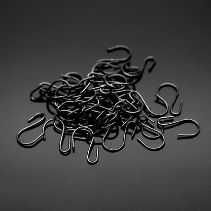 Bonsicoky S Shaped Hooks, 1 Inch, Black, 50PCS