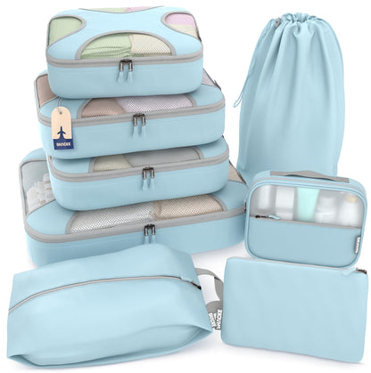 Shacke 5 Set Packing Cubes for Travel with Laundry Bag (Pure Black)